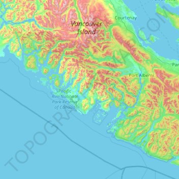 Alberni-Clayoquot Regional District topographic map, elevation, relief