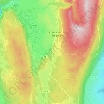 Cormaranche En Bugey Topographic Map Elevation Relief