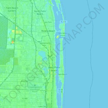 west palm beach map West Palm Beach Topographic Map Elevation Relief west palm beach map