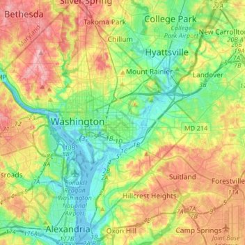 Topographic Map Of Washington Dc Washington, D.C. topographic map, elevation, relief