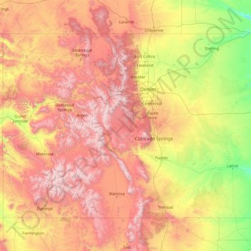 Topographical Map Of Colorado Colorado Topographic Map, Elevation, Relief