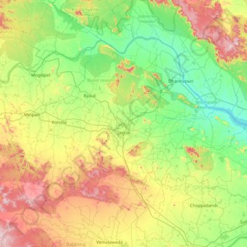 Jagtial topographic map, elevation, relief