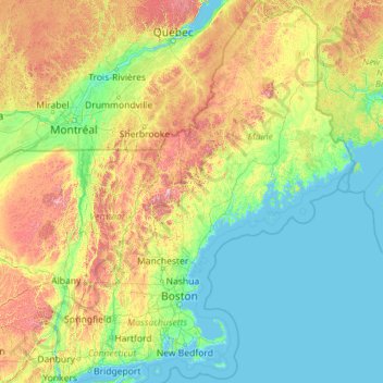 New Brunswick Elevation Map New England Topographic Map, Elevation, Relief