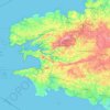 Finistère topographic map, relief, elevation