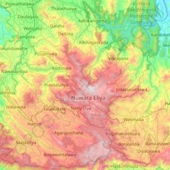 Nuwara Eliya District Map Sri Lanka Nuwara Eliya District Topographic Map, Elevation, Relief