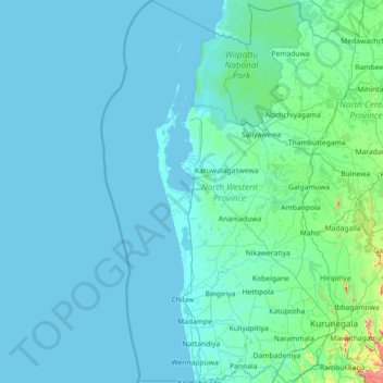 Puttalam Sri Lanka Map Puttalam District Topographic Map, Elevation, Relief