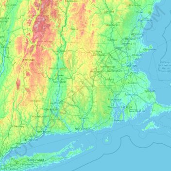 Massachusetts Topographic Map Elevation Relief