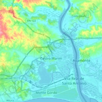 Castro Marim Topographic Map Elevation Relief