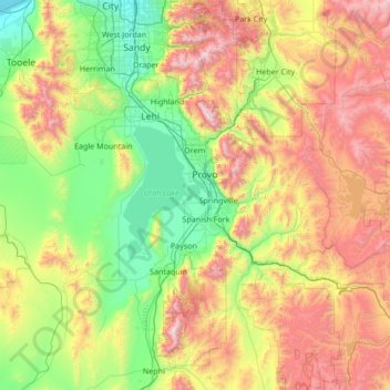 Utah County Topographic Map Elevation Relief