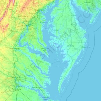 Chesapeake Bay Topographic Map Chesapeake Bay Topographic Map, Elevation, Relief