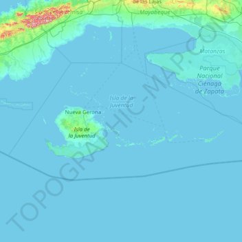 Isla De La Juventud Map Isla De La Juventud Topographic Map, Elevation, Relief