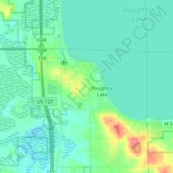 Houghton Lake Topographic Map Houghton Lake Topographic Map, Elevation, Relief