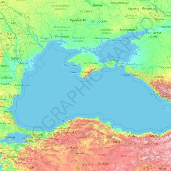 Black Sea Topographic Map Black Sea Topographic Map, Elevation, Relief
