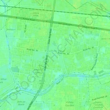 Paschim Vihar Delhi Map Paschim Vihar Topographic Map, Elevation, Relief