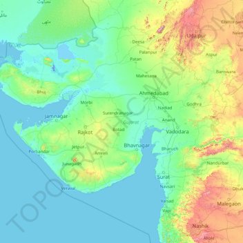 Topographic Map Of Gujarat Gujarat Topographic Map, Elevation, Relief