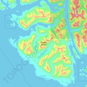 Nootka Island topographic map, elevation, relief