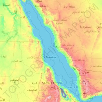 Red Sea Topographic Map Red Sea Topographic Map, Elevation, Relief