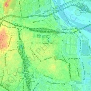 Topographic Map Of Delhi Old Delhi Topographic Map, Elevation, Relief