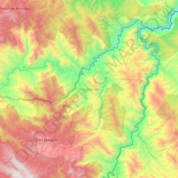 San Joaquín topographic map, elevation, relief