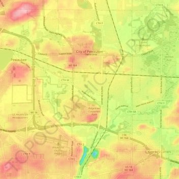 Map Of Pewaukee Wisconsin City Of Pewaukee Topographic Map, Elevation, Relief