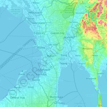 Topographic Map Of Manila Metro Manila Topographic Map, Elevation, Relief