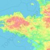 Bretagne topographic map, relief, elevation