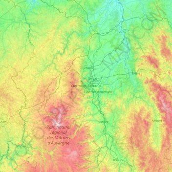 Puy De Dome Topographic Map Elevation Relief