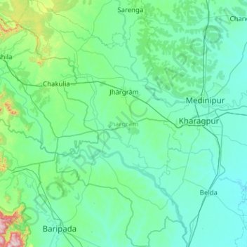 Topographic Map Of West Bengal Jhargram Topographic Map, Elevation, Relief