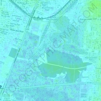 Topographic Map Of Chennai Pallikaranai Marsh Topographic Map, Elevation, Relief